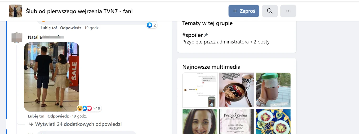 Zdjęcie Karola i Laury pojawiło się na grupie na Facebooku Zdjęcie Karola i Laury pojawiło się na grupie na Facebooku