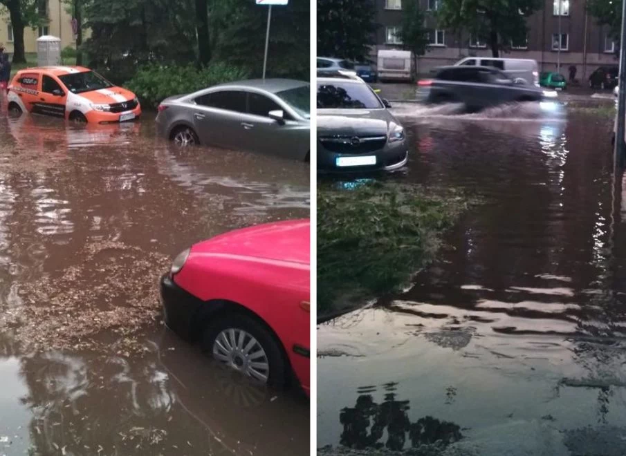 W Nowej Hucie zalane zostały ulice, samochody stoją w wodzie W Nowej Hucie zalane zostały ulice, samochody stoją w wodzie