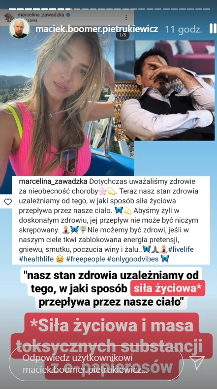 Marketingowiec skomentował post Zawadzkiej, https://www.instagram.com/maciek.boomer.pietrukiewicz/