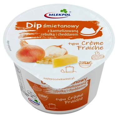 Mlekpol Dip śmietanowy z karmelizowaną cebulką i cheddarem typu Crème Fraiche 180 g - 0