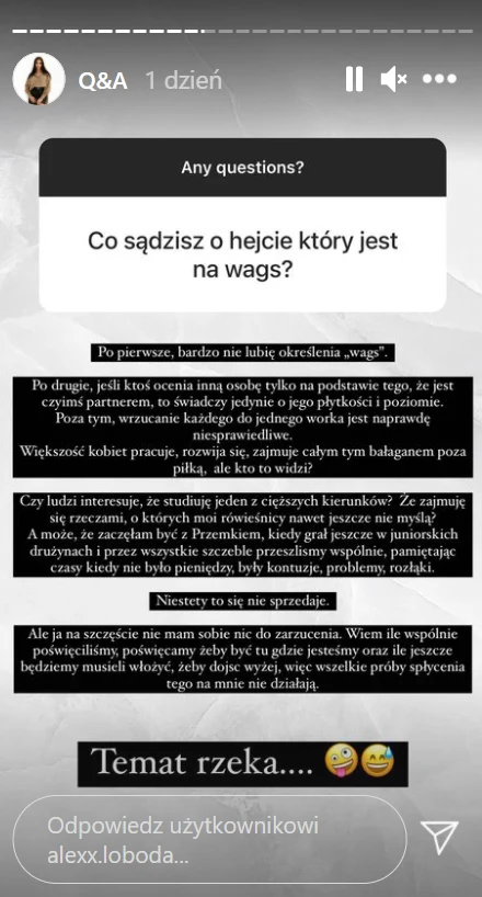 Aleksandra Łoboda zabrała głos /https://www.instagram.com/alexx.loboda/