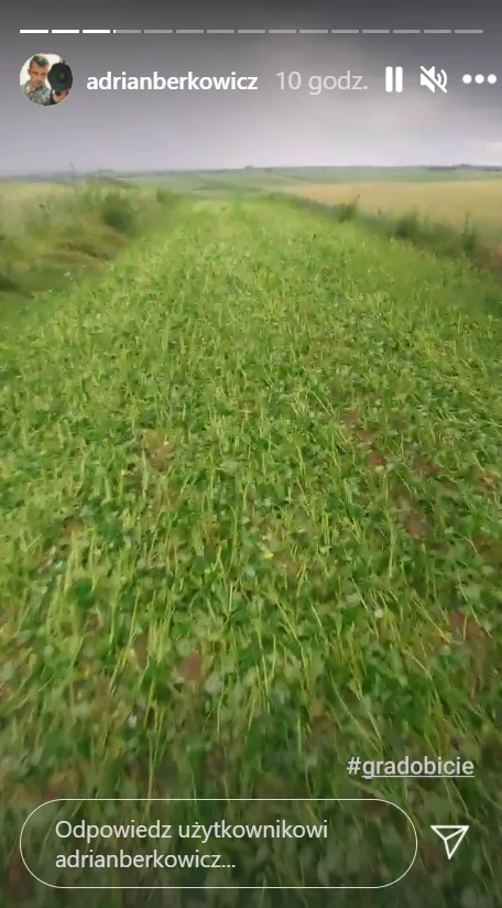 Adrian Berkowicz pokazał efekty nawałnicy i gradobicia. Widok poraża! /https://www.instagram.com/adrianberkowicz/ Adrian Berkowicz pokazał efekty nawałnicy i gradobicia. Widok poraża! /https://www.instagram.com/adrianberkowicz/