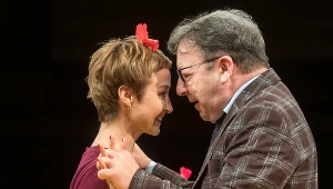Próba przedstawienia "Oszuści" w reżyserii Jana Englerta -  Gabriela Muskala, Zbigniew Zamachowski