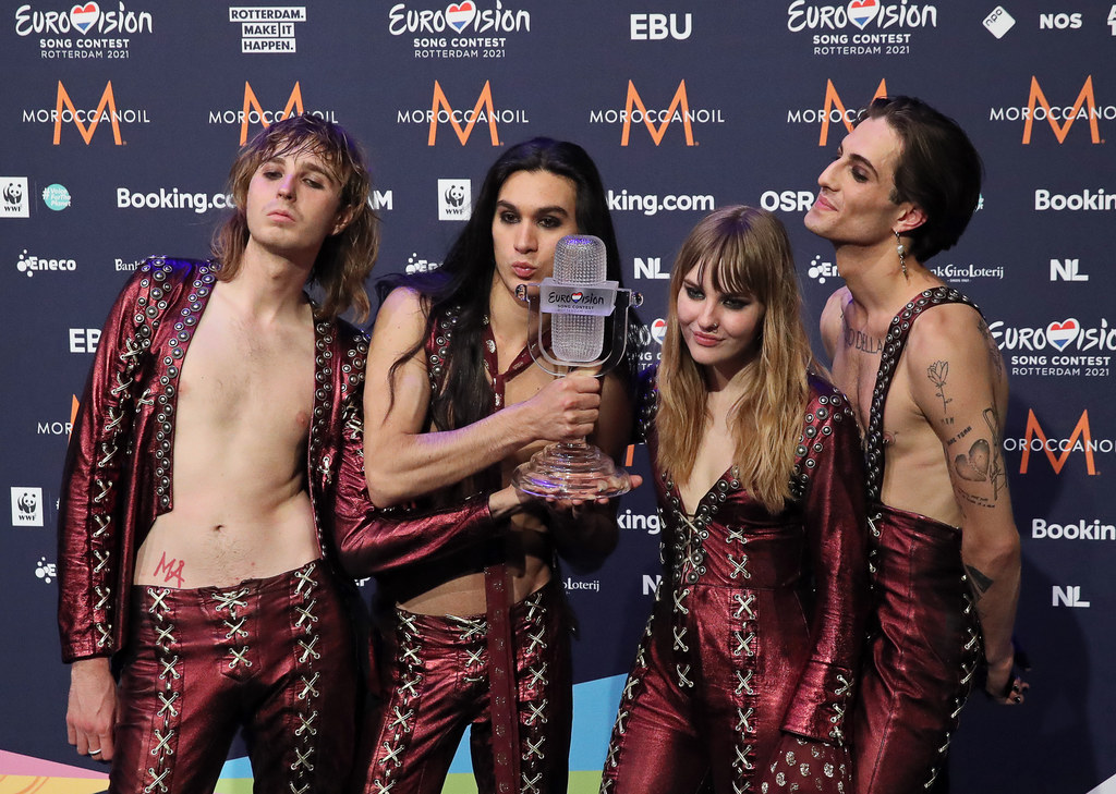 Maneskin podczas konferencji po Eurowizji 2021