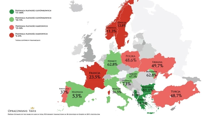 Wakacyjna mapa płatności w krajach europejskich