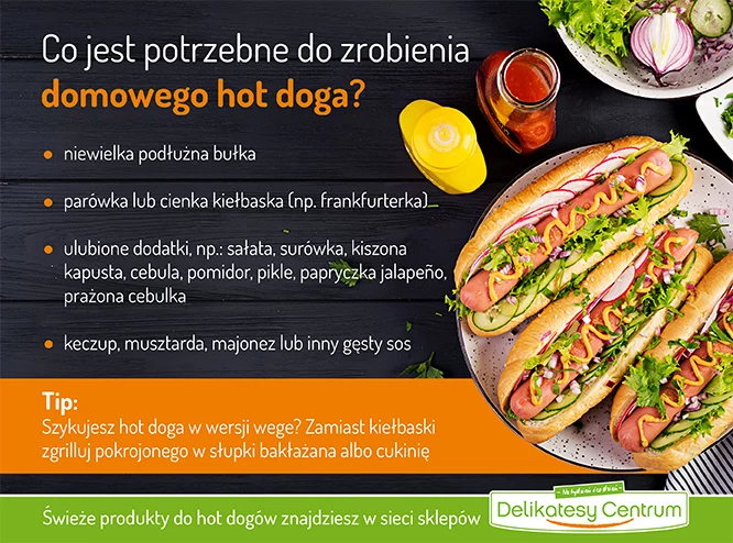 Co jest potrzebne do zrobienia domowego hot doga? - infografika