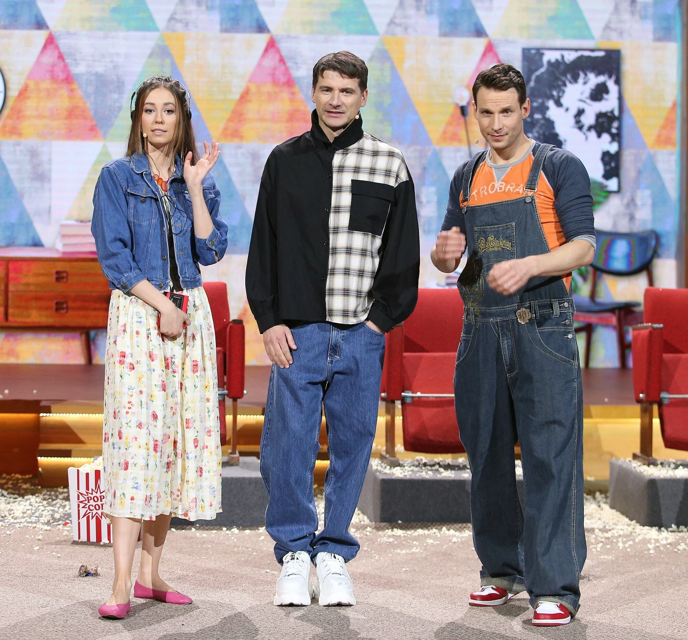 Iza Krzan z Tomkiem Kammelem i Tomkiem Wolnym