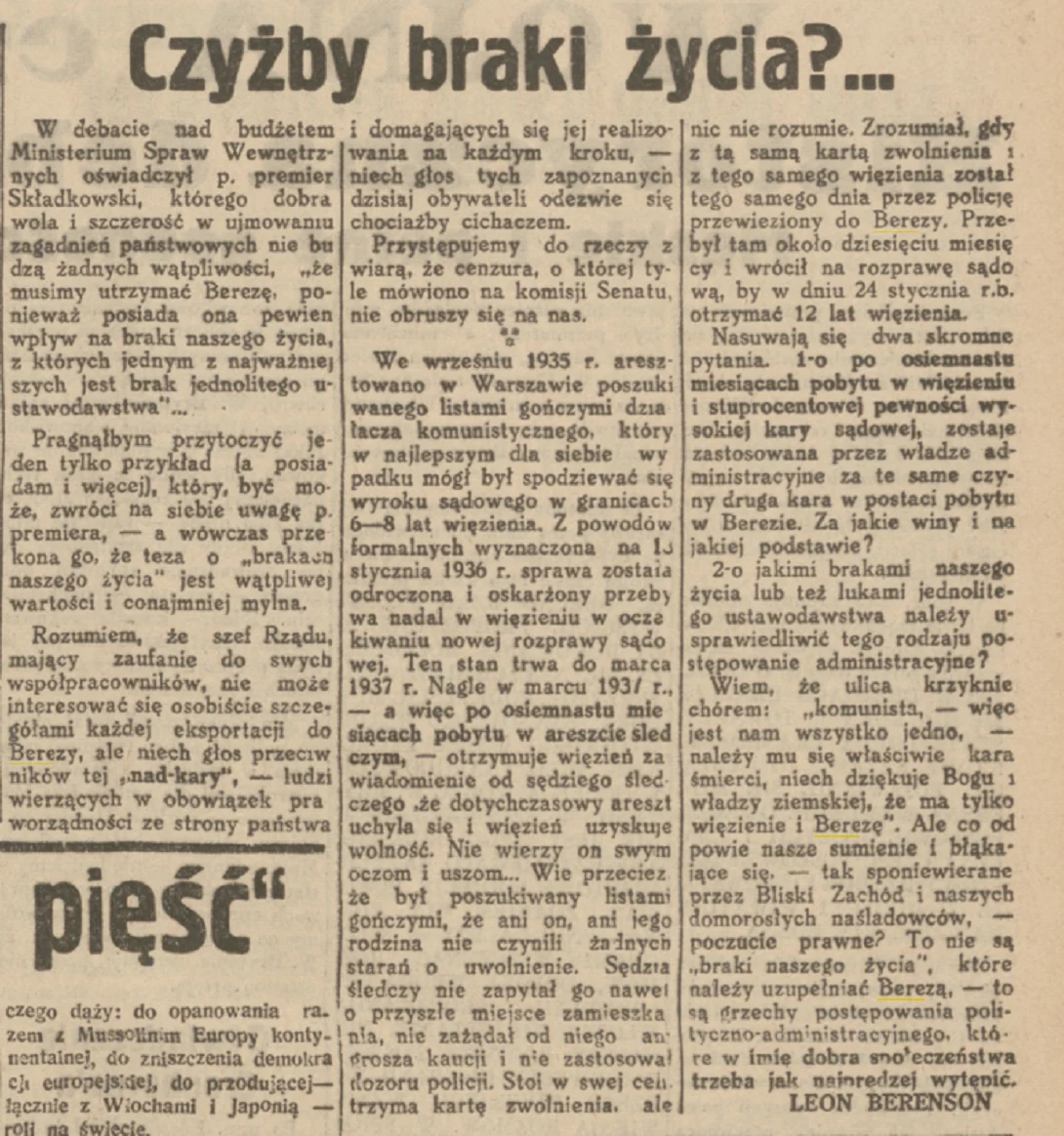 "Robotnik" z 23 lutego 1938 roku