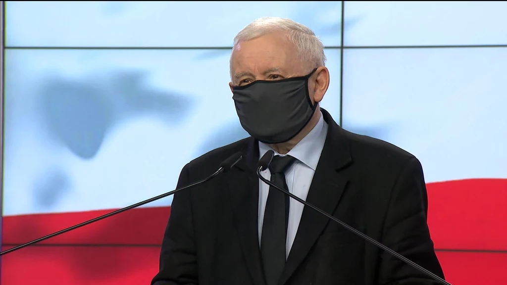 Jarosław Kaczyński podczas konferencji prasowej