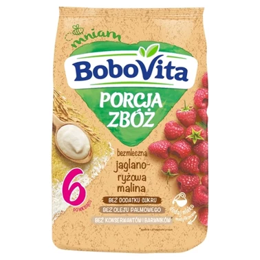 BoboVita Porcja zbóż Bezmleczna jaglanka z ryżem malina po 6 miesiącu 170 g - 2