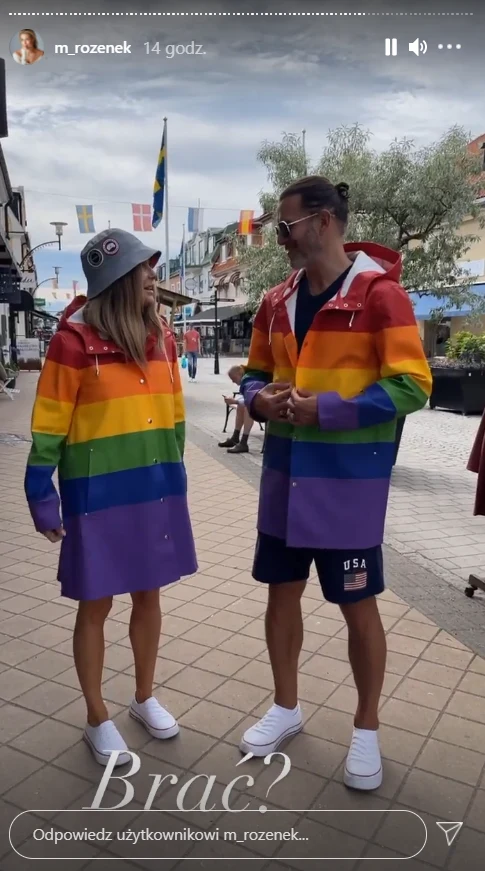 Rozenek i Majdan w tęczowych kapokach, https://www.instagram.com/m_rozenek/