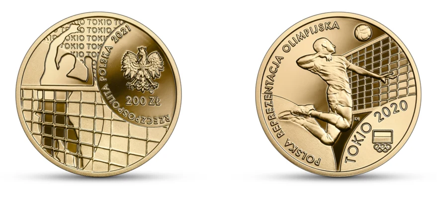Moneta kolekcjonerska NBP: Polska Reprezentacja Olimpijska Tokio 2020, 200 zł, awers (L) i rewers (P)