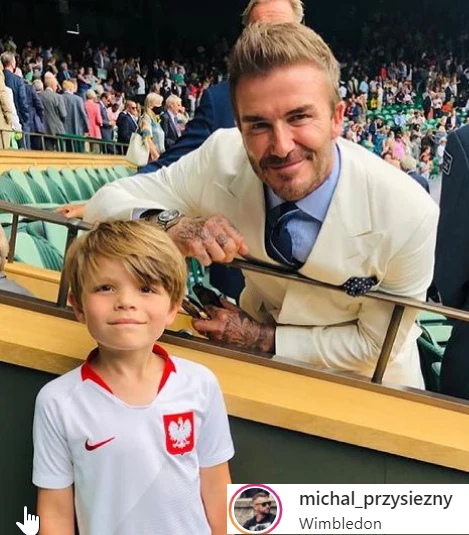 Kuba i David Beckham na meczu // https://www.instagram.com/michal_przysiezny/