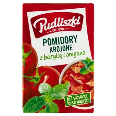 Pudliszki Pomidory krojone z bazylią i oregano 390 g - 0