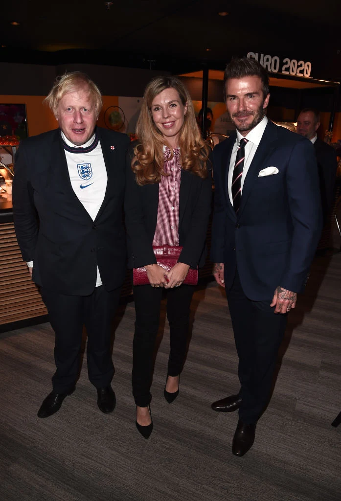 David Beckham i Boris Johnson z żoną