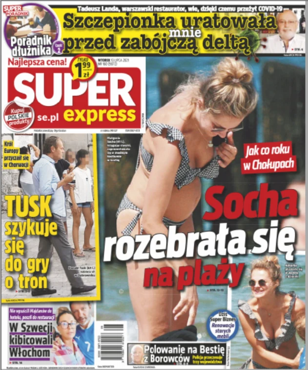 Małgorzata Socha na okładce "Super Expressu" z dnia 13.07.2021 Małgorzata Socha na okładce "Super Expressu" z dnia 13.07.2021