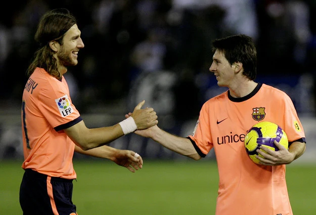 Dmytro Czyhrynski (z lewej) i Leo Messi