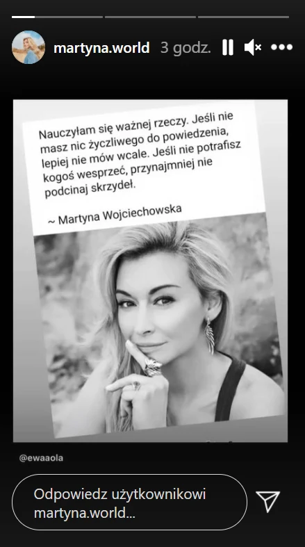 Martyna Wojciechowska na InstaStory udostępniła wymowne słowa... Martyna Wojciechowska na InstaStory udostępniła wymowne słowa...