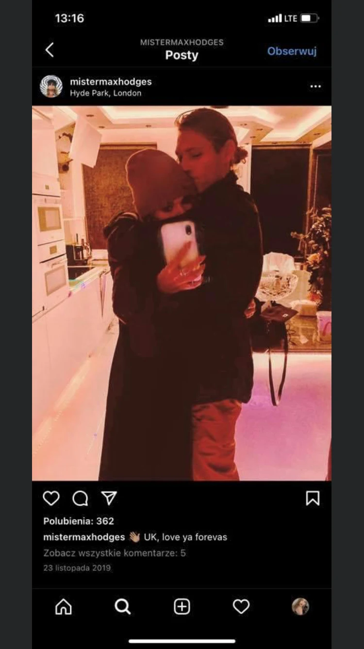 Screen z Instagrama Maxa Hodgesa Screen z Instagrama Maxa Hodgesa
