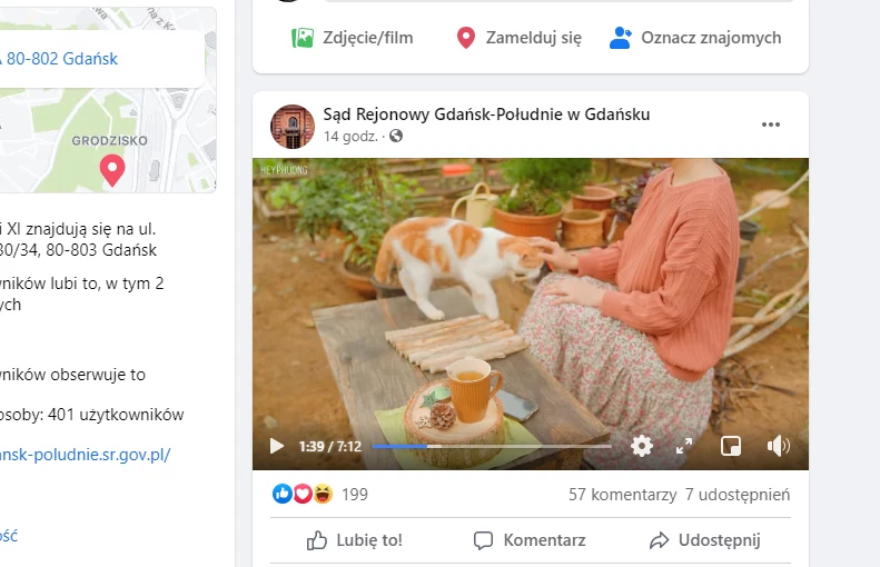 Sąd Rejonowy Gdańsk-Południe / Facebook, zrzut z 16 lipca