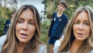 Małgorzata Rozenek-Majdan z rodziną w szwedzkim lesie