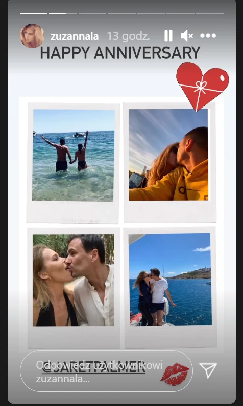 Zuzanna i Jarosław Bieniuk świętujący pierwszą rocznice związku https://www.instagram.com/zuzannala/
