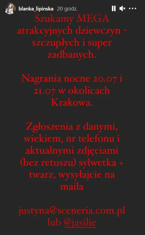 Blanka Lipińska szuka dziewczyn do drugiej części filmu "365 dni"
