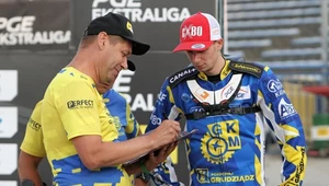 Trener Janusz Ślączka i Norbert Krakowiak.
