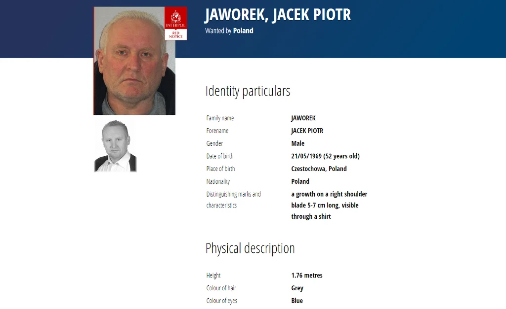Jacek Jaworek Na Wolno ci Jest Poszukiwany Czerwon Not Interpolu 