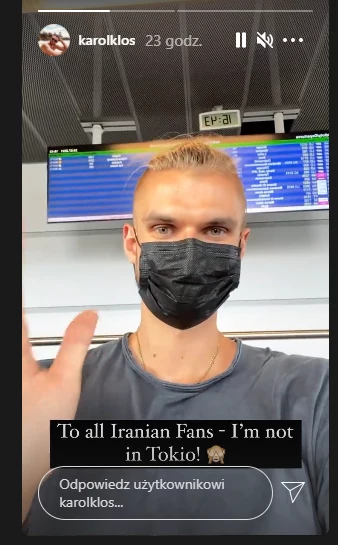 Karol Kłos odpowiedział na komentarze irańskich fanów (źródło: Instagram Karola Kłosa) Karol Kłos odpowiedział na komentarze irańskich fanów (źródło: Instagram Karola Kłosa)