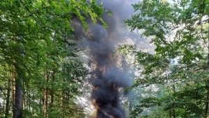 Płonący samochód uciekającego kierowcy