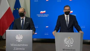 Minister zdrowia Adam Niedzielski i premier Mateusz Morawiecki