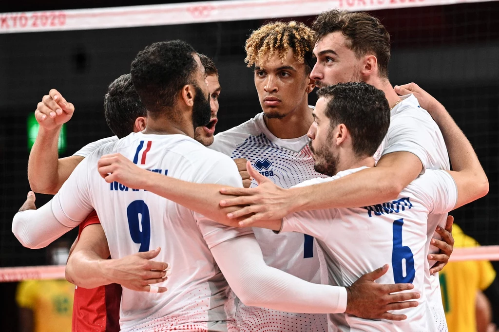 Siatkarze reprezentacji Francji w meczu z Brazylią Siatkarze reprezentacji Francji w meczu z Brazylią