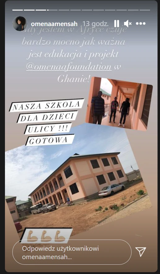 Omenaa Mensah na InstaStory pokazała zdjęcie szkoły w Ghanie