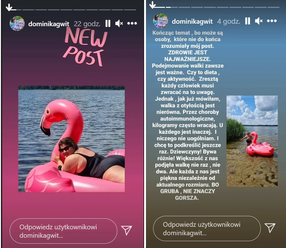 Dominika Gwit odpowiada hejterom /https://www.instagram.com/dominikagwit/ Dominika Gwit odpowiada hejterom /https://www.instagram.com/dominikagwit/
