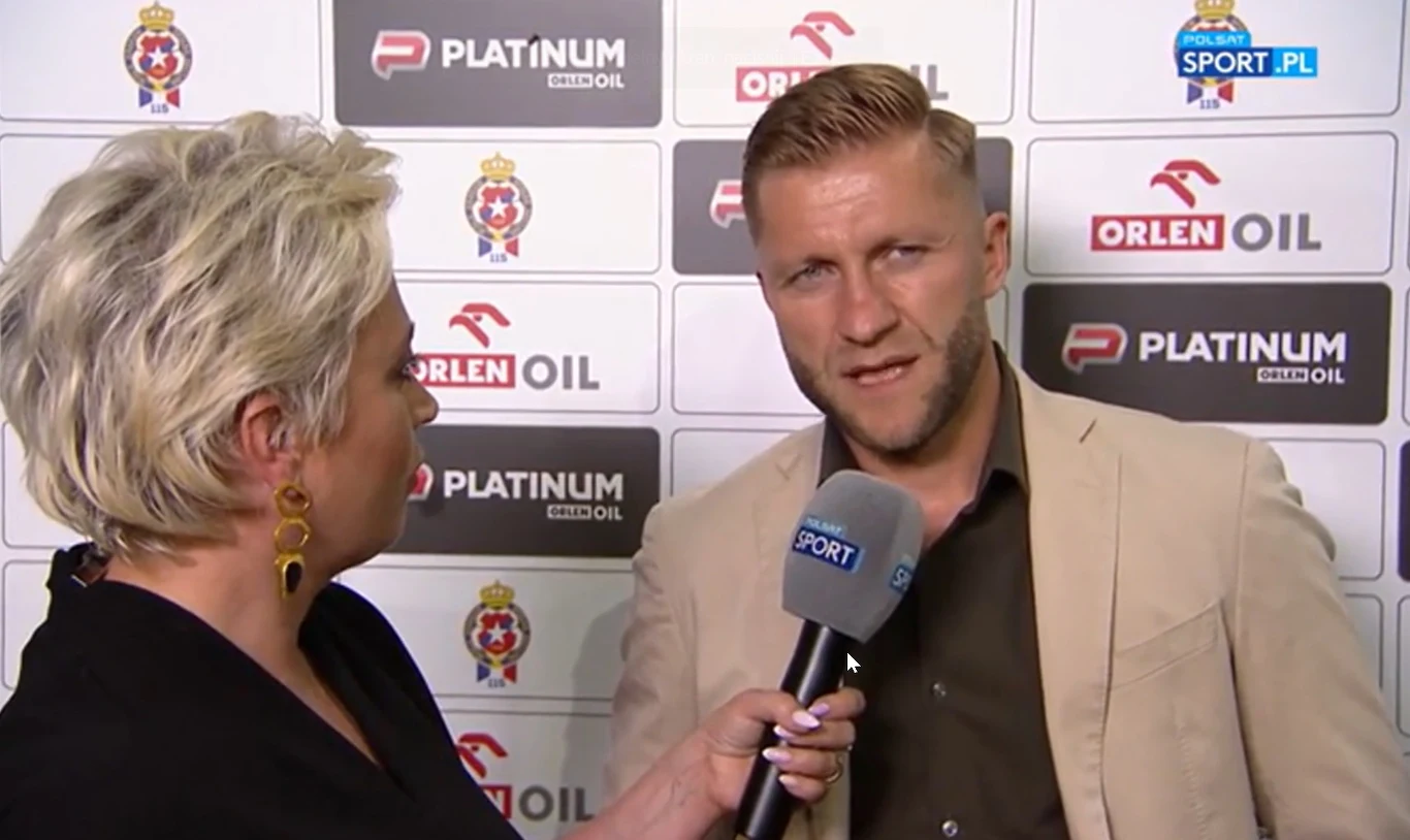 Paulina Czarnota-Bojarska w rozmowie z Jakubem Błaszczykowskim po meczu Wisła - Napoli Paulina Czarnota-Bojarska w rozmowie z Jakubem Błaszczykowskim po meczu Wisła - Napoli
