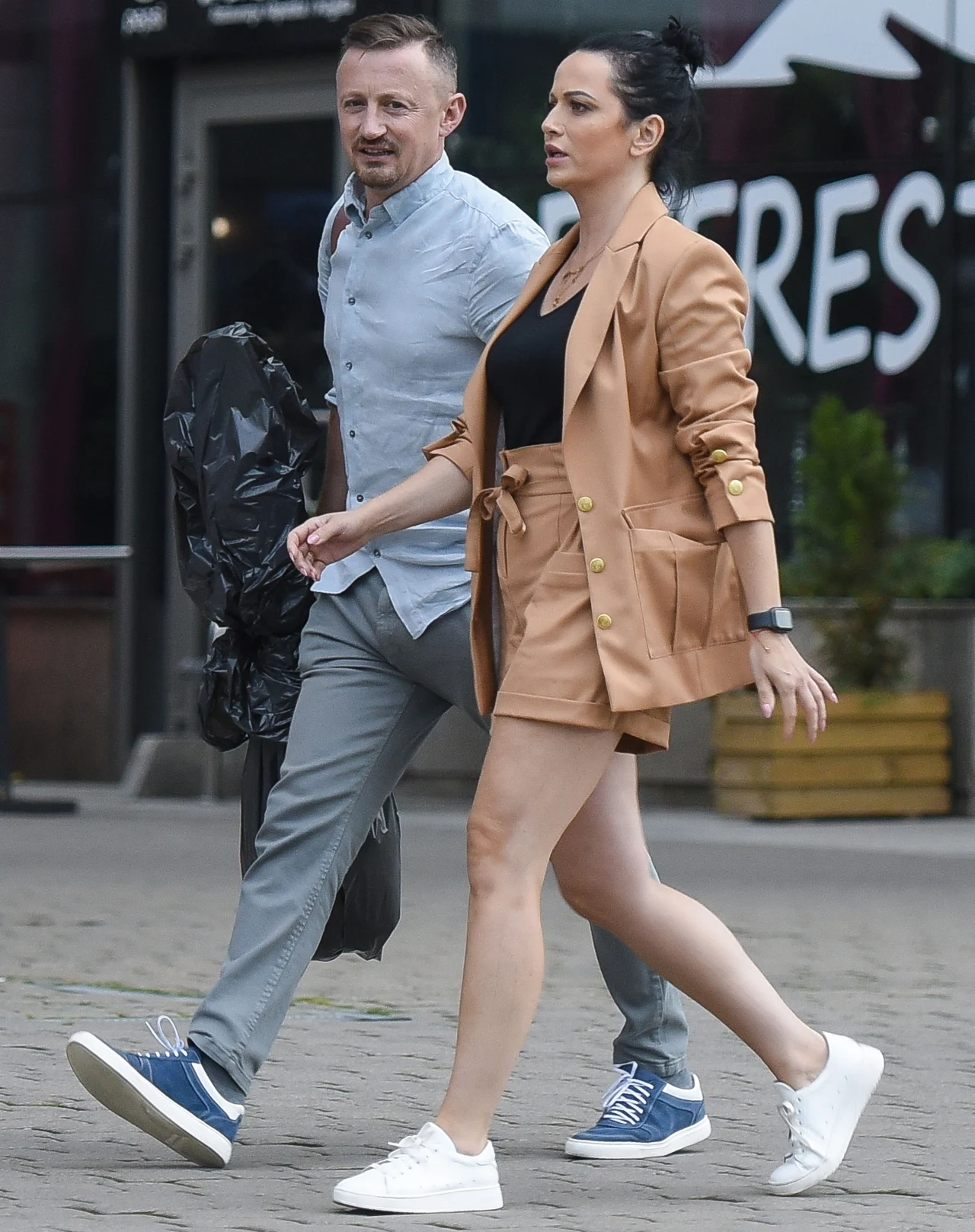 Adam Małysz i Iza Małysz po treningu do programu "Taniec z gwiazdami"