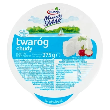 Mlekpol Mazurski Smak Twaróg chudy 275 g - 0