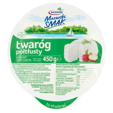 Mlekpol Mazurski Smak Twaróg półtłusty 450 g - 0