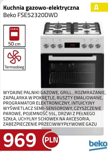 Kuchnia gazowo-elektryczna Beko