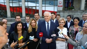 Lider Porozumienia Jarosław Gowin oraz politycy ugrupowania: Iwona Michałek, Anna Kornecka, Magdalena Sroka