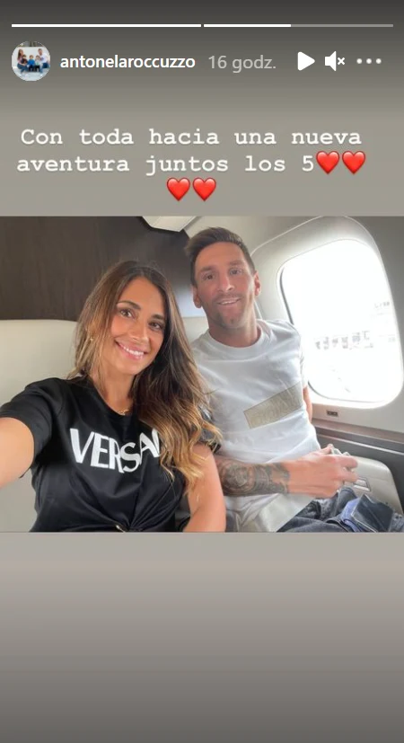 Messi i jego żona w samolocie lecącym do Paryża /https://www.instagram.com/antonelaroccuzzo/