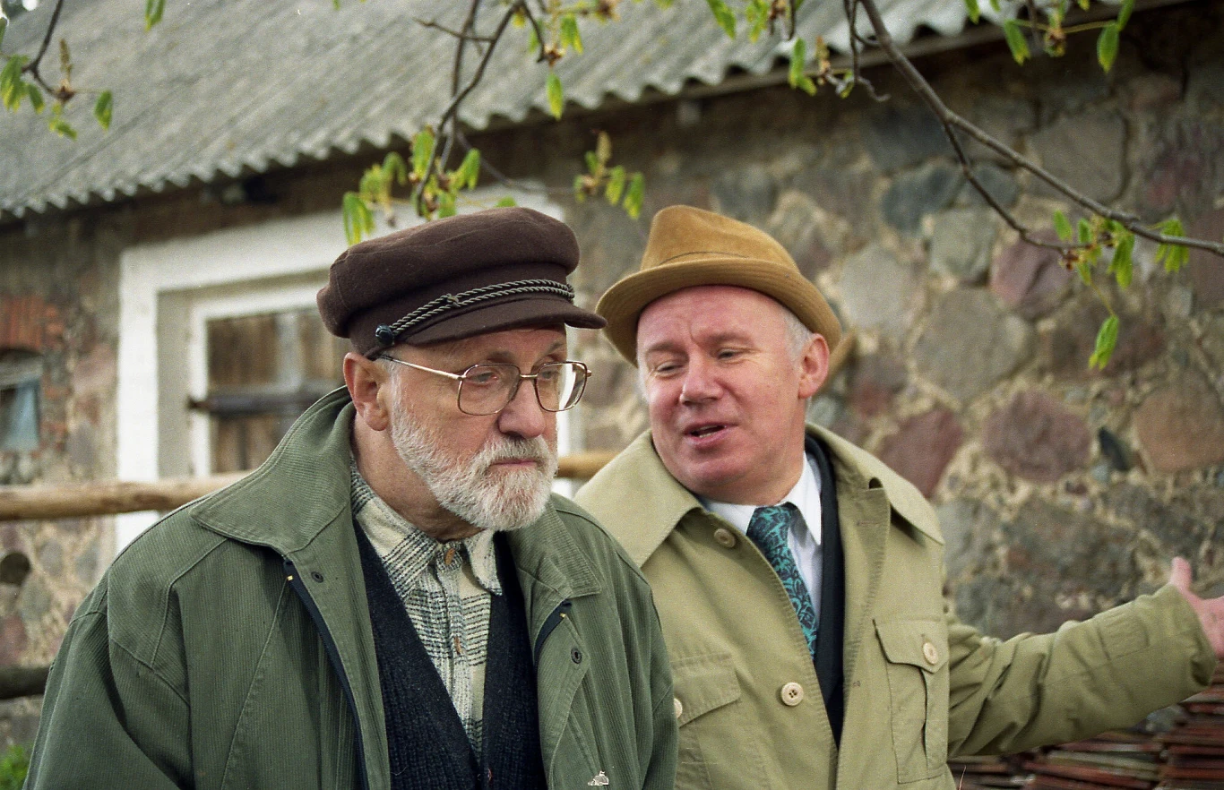 Eugeniusz Priwieziencew i Henryk Machalica na planie "Złotopolskich"