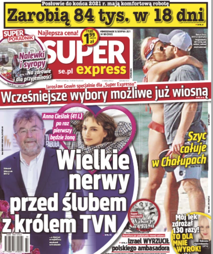 Okładka "Super Expressu" z dnia 16.08. Okładka "Super Expressu" z dnia 16.08.
