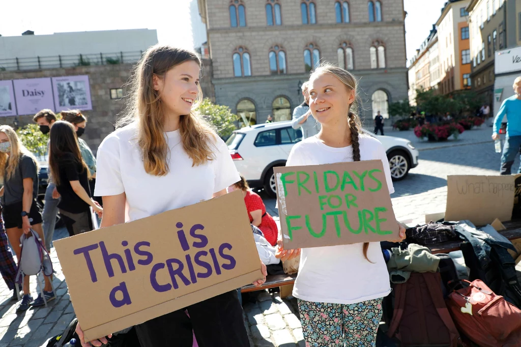 Luisa Neubauer i Greta Thunberg podczas trzeciej rocznicy pierwszego protestu szwedzkiej aktywistki.