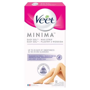 Veet Minima Easy-Gel Plastry z woskiem do nóg i ciała 12 sztuk i 2 chusteczki - 1