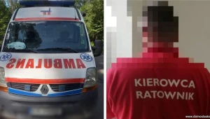 Policjanci zatrzymali nietrzeźwego mężczyznę, który jeździł po mieście karetką na sygnale
