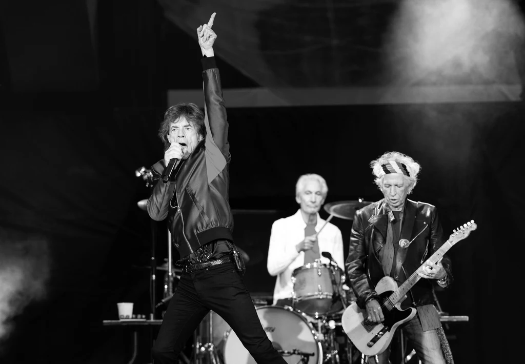 The Rolling Stones w akcji: Mick Jagger, Charlie Watts i Keith Richards