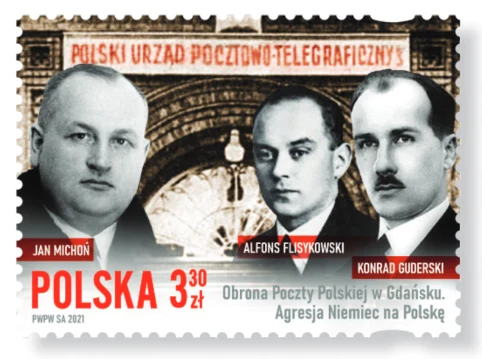 Znaczek okolicznościowy Poczty Polskiej emisji "Obrona Poczty Polskiej w Gdańsku. Agresja Niemiec na Polskę" Znaczek okolicznościowy Poczty Polskiej emisji "Obrona Poczty Polskiej w Gdańsku. Agresja Niemiec na Polskę"