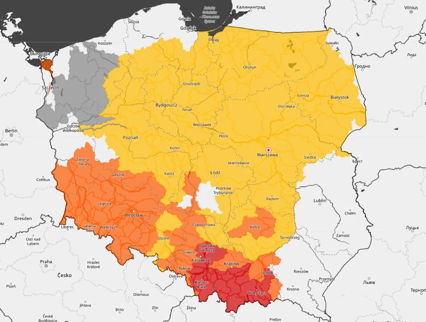 Alerty hydrologiczne; źródło IMGW Alerty hydrologiczne; źródło IMGW